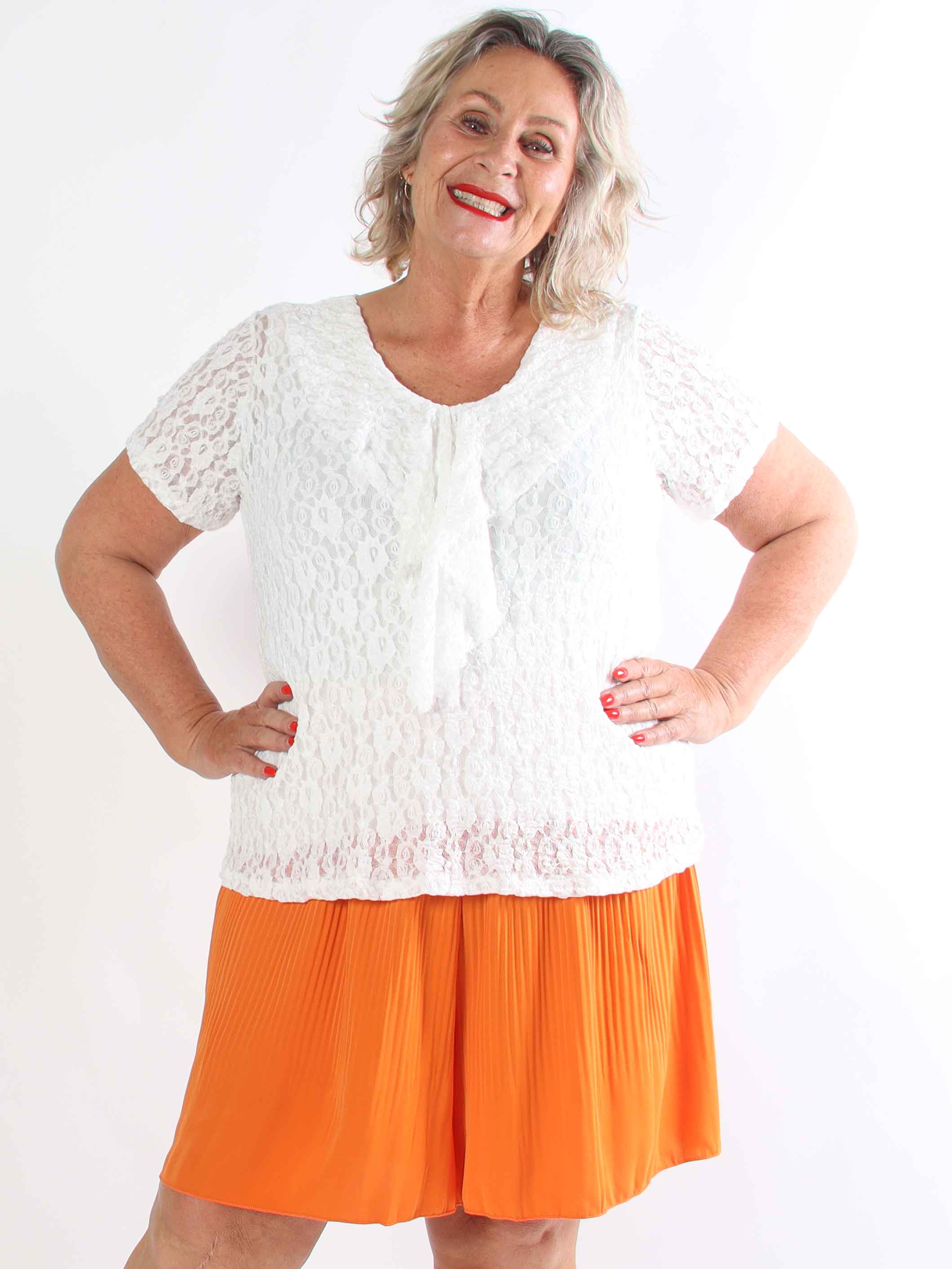 Diddi - Plisseret shorts med elastikkant i livet